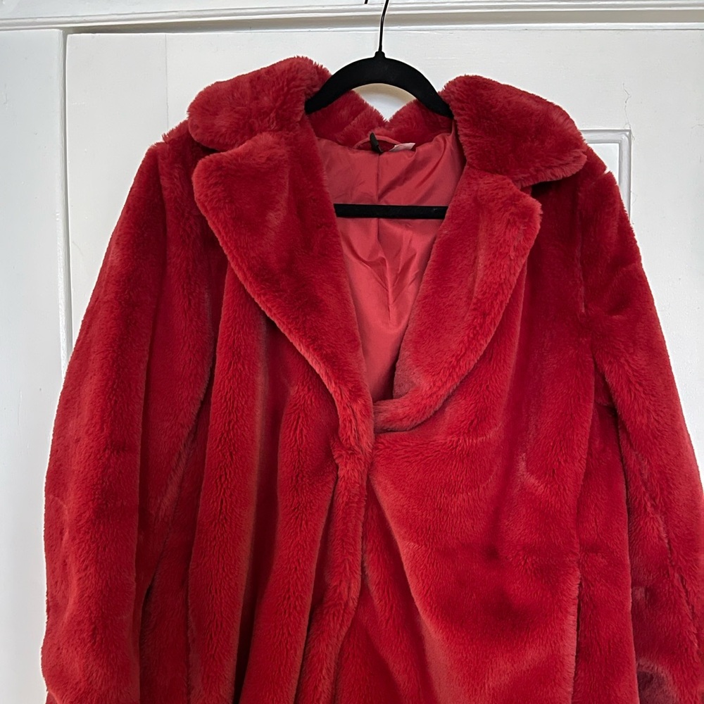 Red Faux Fur Coat